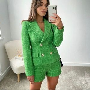 Zara Tweed Blazer and Shorts Set